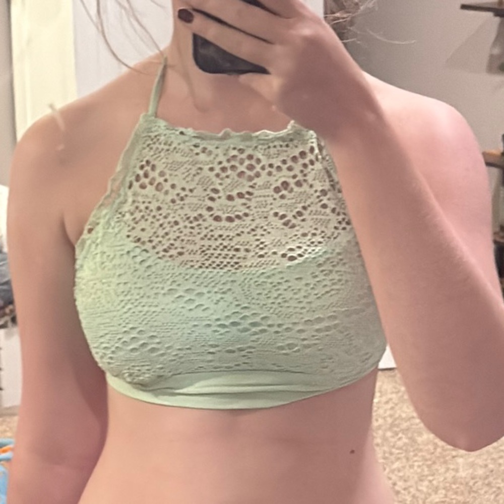 Mint Lace Halter Swim Top